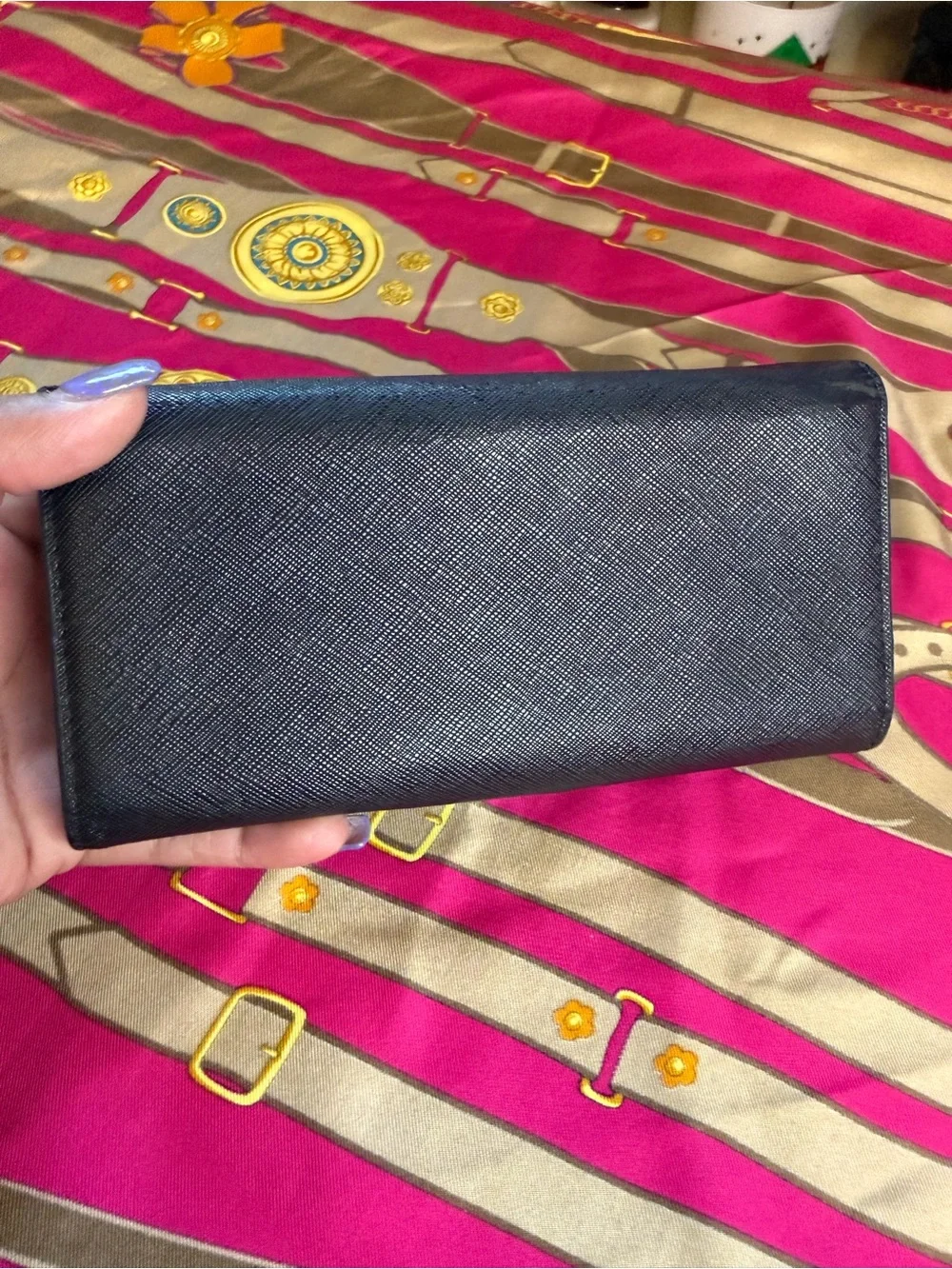 Vivienne Westwood Black Textured Envelope Wallet with Gold Orb Logo